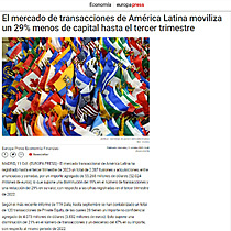 El mercado de transacciones de Amrica Latina moviliza un 29% menos de capital hasta el tercer trimestre